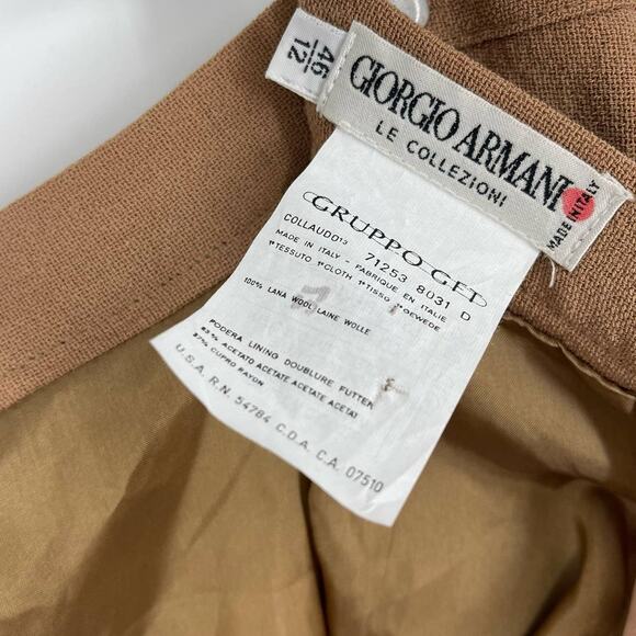 Giorgio Armani 100% Wool Brown Pencil Skirt Size 12 Made In Italy - Picture 9 of 9